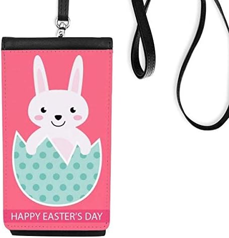 Среќен Денот на Велигденскиот ден јајце -зајаче илустрација телефонски паричник чанта што виси мобилна торбичка црн џеб