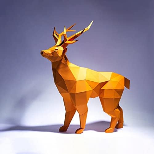 Libwx Bucks форма рачно изработена хартија скулптура креативна хартија модел Геометриски хартија трофеј 3Д украс за украс украс DIY оригами