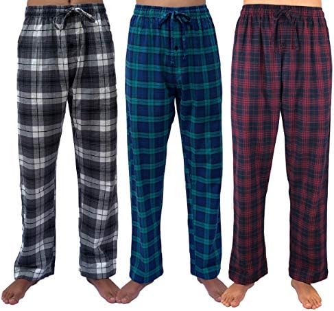 3 Пакет-Фланелен Пижама Панталони Пижами Дното- Памук Предиво-Боја Ткаени