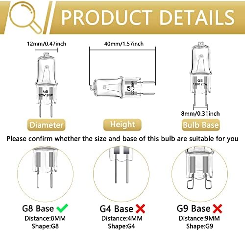 Г8 Халогена Сијалица, 20в, 120в Т4 Јцд Г8 Халогена Сијалица 12 Пакувања, 2700к Затемнето Топло Бело Светло, Применливо За Приврзок Светилка,