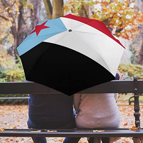 Знаме на јужен Јемен 3 Пати Чадор За Патување Анти-УВ Ветроупорни Чадори Модерен Автоматски Отворен Чадор