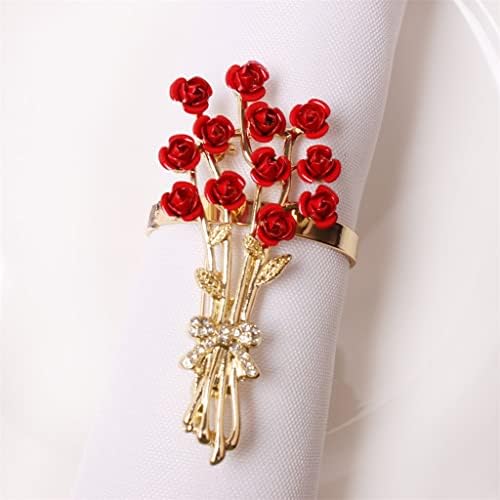 WODMB 10 парчиња салфетка тока роза цвет салфетка копче за салфетка прстенка за салфетка прстен свадба декорација