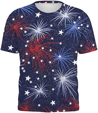 Американско знаме сончогледово графички графички 4-ти јули маица врвови за машка екипа кул кратки ракави патриотски обични маички кошули