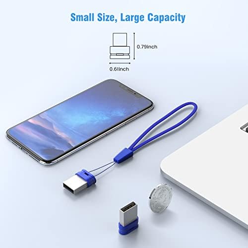 K & ZZ 64GB 5 пакувања USB флеш дискови со Lanyard 64g мал USB -погон Ultra Flash Drives Mini Thumb Drive 64 GB Micro USB 2.0 пенкало погон, сина