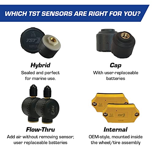 TST 507 Систем за набудување на притисокот во гумите со 12 сензори на капа и приказ на боја за метални/гумени вентили од технологии на камиони, TPM за RV, кампери и приколки