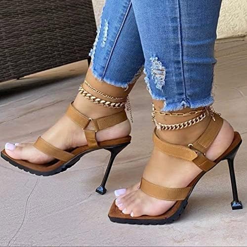 Женски сандали летни обични плоштад пети едноставен римски стил грнче велкро stiletto дами чевли сандала