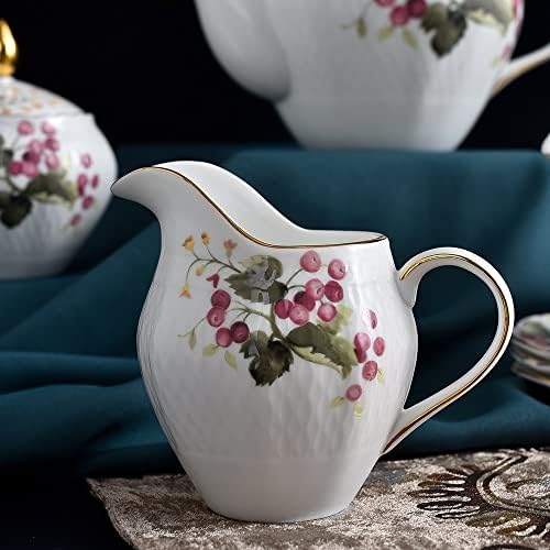 Seasd 15 парчиња Златен раб за олеснување керамика розова боја цреша кафе со чајни керамички чајници и сет на чаши