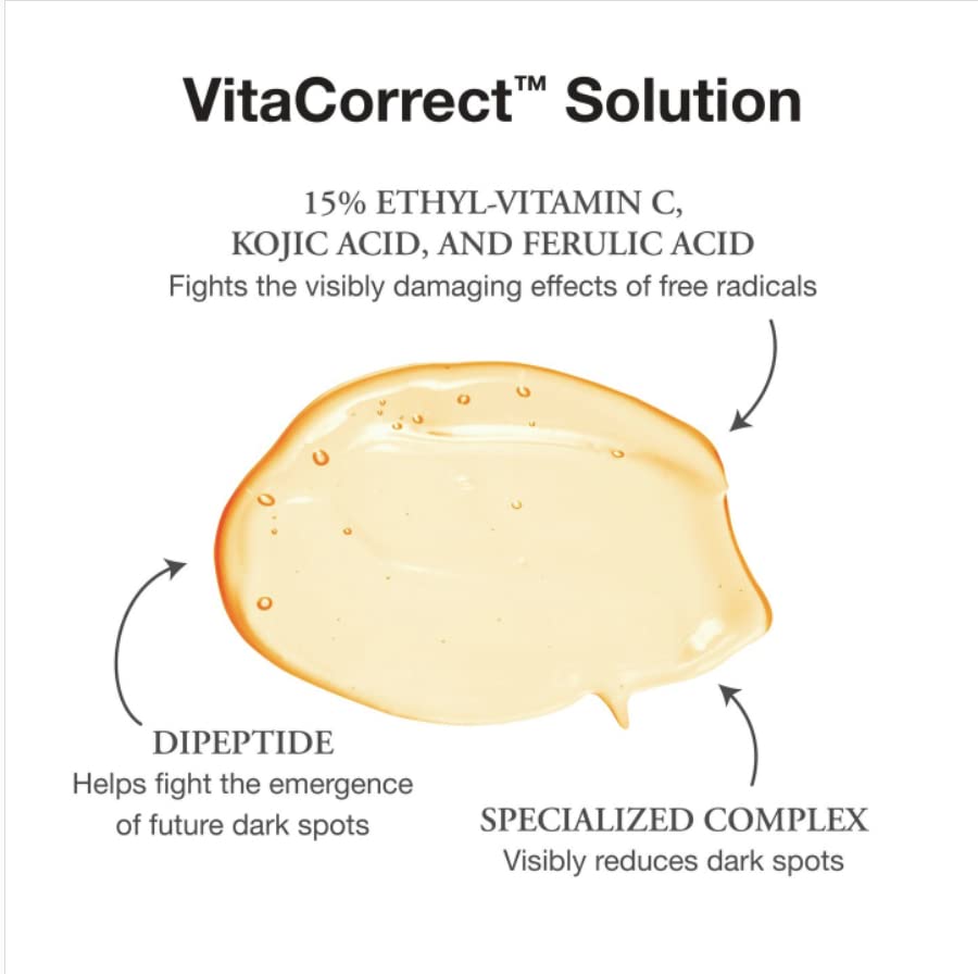 Серовитален витакоректна раствор на лице со серум на витамин Ц и ферулна киселина | Возраста на отстранувачот на темни места, анти