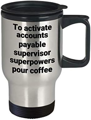 Сметки што се плаќаат за супервизор за патувања - смешна саркастична термичка изолирана не'рѓосувачки челик кафе кригла подарок