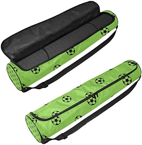 Носач на торбички за јога со прилагодлива лента за рамо, спортски фудбалски фудбалски шема зелена, 6,7х33.9in/17x86 см вежба