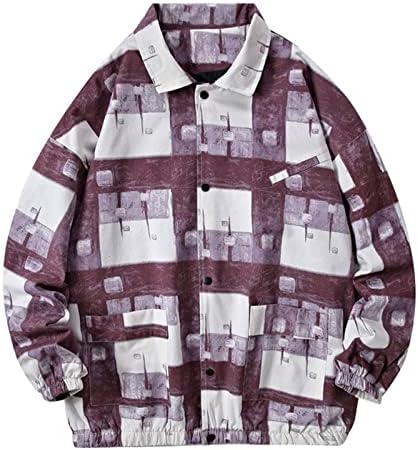 XXBR MENS CORDUROY копче надолу кошули паѓаат долги ракави јакни со тешка категорија кошула улична уметност крпеница графички обичен врв