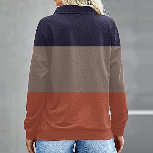 Женски обичен четвртина палтовер врвови со долги ракави патент џемпер есенска модна облека 2022 за девојчиња