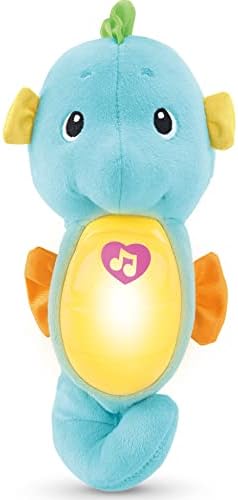 Фишер-цена музичка играчка за бебиња, Soothe & Glow Seahorse, кадифен звук машина со светла и контрола на јачината на звукот