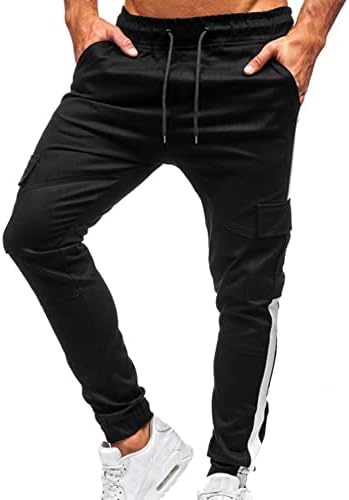 Ендорадор Менс модни џогери Панталони Обични цврсти бои флип џеб џеб за џеб, спортски дневни панталони за тренингот, издлабени