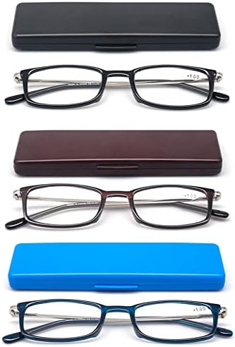 3 Пакувајте Сини Светлосни Блокирачки Очила ЗА Читање TR90 Ултра Тенки Очила Компактни Рамни Преклопливи Преносни Читатели За Жени Мажи