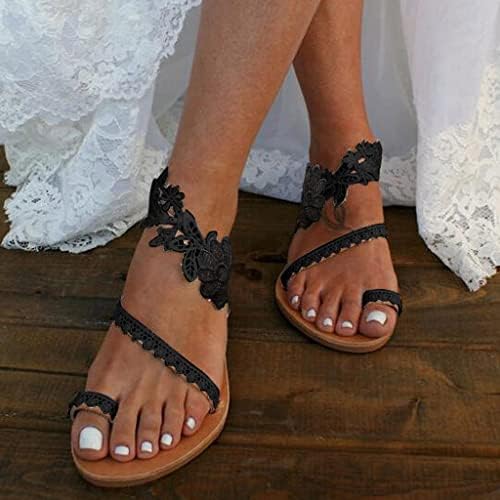 Сандали за жени случајно лето, женски рамнини рамни сандали обични трендовски широки ширина флип -апостолки сандали