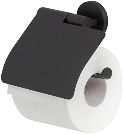 Држач за тоалети од тигар пладне со корица, bxhxt: 13,2 x 13,5 x 4,1 см, црна