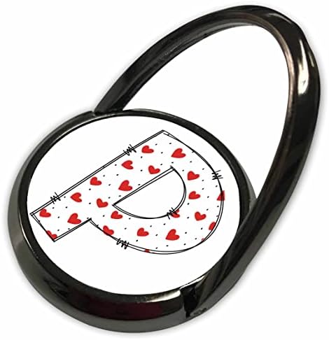 3drose Симпатични црвени и бели срца Валентин Монограм Почетна P - Телефонски прстени
