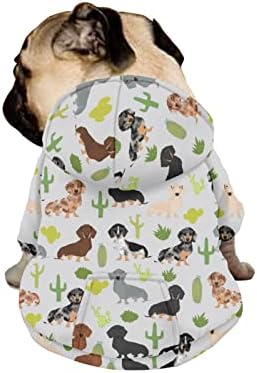 Howilath Dog Hoodie Sweatshirt, Cartoon Dachshund Mode Mase Zipper Pet Comploting Clathing облека за облека за кутре мали кучиња