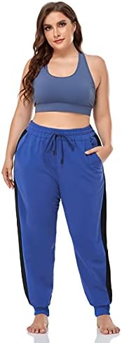 Zerdocean Women's Women Plus Sumptants Sweatpants Pantans Pantans Pants Активно носење панталони за секојдневно салони со џебови со џебови