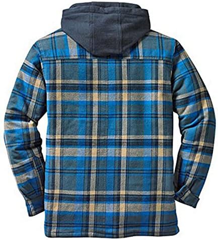 Pxloco наредена јакна за шакети за мажи, фланел худи ватирани мастички шари долги симпатични есенски кошули плус големина карирана јакна