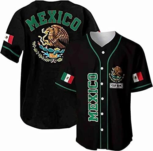 Лепринт Персонализиран Мексикански Бејзбол Дрес, Мексикански Бејзбол Дрес За Мажи Жени, Дрес Со Знаме На Мексикано, Гордост На Мексиканско Знаме