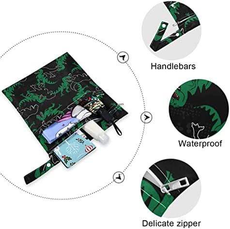 ЗЗХХБ Диви Дино Водоотпорен Влажна Торба Еднократно Ткаенина Пелена Влажна Сува Торба Со Патент Џеб За Патување Плажа Базен Теретана Јога Костим За Капење Тоалети