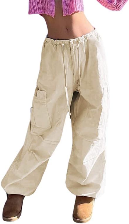 Женски широки карго панталони со низок половината хип хоп џемпери за џвакање со преголема лабава ширина хипи хипи џогери панталони