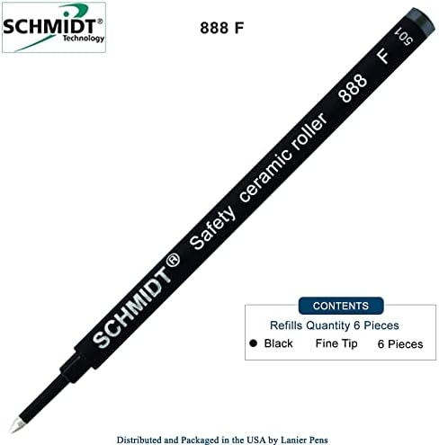 6 пакет - Schmidt 888 Rollerball Refill Black Fine Tip