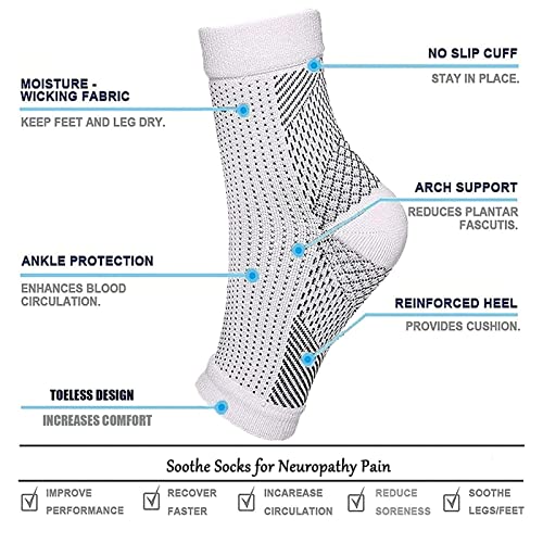Компрекс ракави на глуждот невропатија чорапи за жени, плантарни чорапи за фасцитис, смири Ахилова тетива Анти -замор чорапи за компресија
