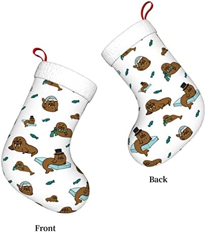 Волрус Божиќно порибување 18 инчи Божиќ што виси чорап класичен празник за украсување чорапи