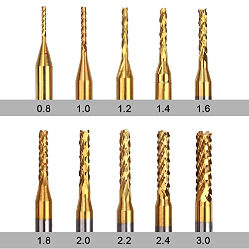 ATOPLEE End Mills Цпу Рутер Битови 10pcs 1/8 Стебло Титаниум Палто Волфрам Челик Крај Мелница Гравирање Мелење Машина За Пхб Машина