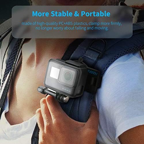 AFAITH 360 ° Ротирачки прилагодлив ранец на ранецот за рамо за рамо за монтирање за монтирање на GoPro Hero 11/10/9/8/7/6/5/4/3+, ОСМО акција,