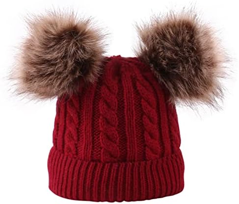 Фудеру деца момчиња девојчиња зимска плетена капа со помпом дете бебе капа WinProof топли капи Зимски термички капи.