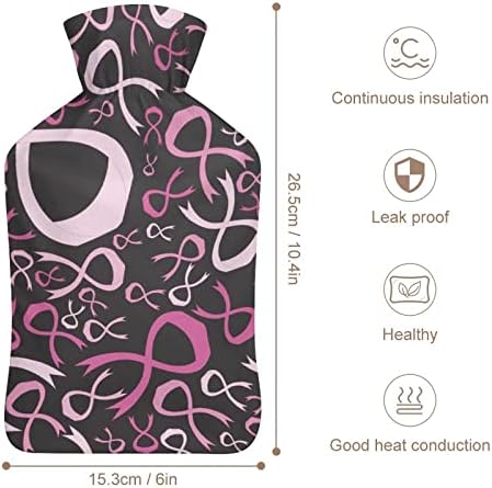 Свесност за рак на дојка розова лента вреќа со топла вода торба со топла вода со топла вода топла торба за вбризгување вода за жени мажи