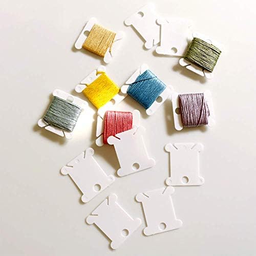 200 парчиња пластични конец бобини - навој на конец за бобинс држач за навој, занаетчиски складирање за шиење на DIY, бело