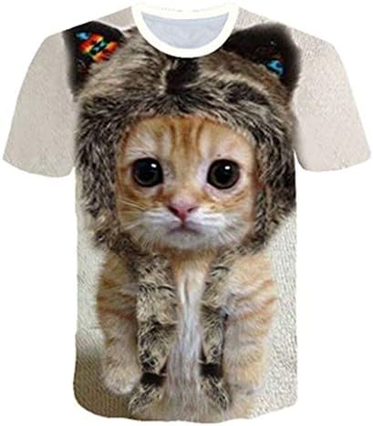 Женска кошула трендовски 3Д маица маица за печатење обични кратки ракави врвови лето забавни графички блузи миленичиња lубители на миленичиња подарок