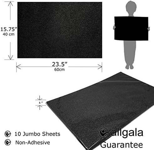 Allgala 10 пакет umамбо сјај Ева пена хартија 16x24 инчи чаршафи-црни-CF85610