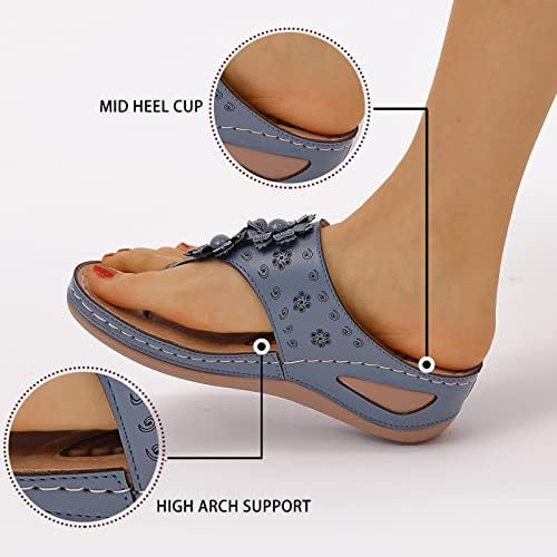 Officeенски сандали удобни флип -апостолки за жени со лак поддршка летни обични клинови сандали за жени