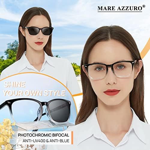 Маре Азуро фотохроматски бифокални очила за читање жени жени сина светлина на отворено читатели 1.0 1,25 1,5 1,75 2.0 2.25 2.5 2.75 3.0 3.5