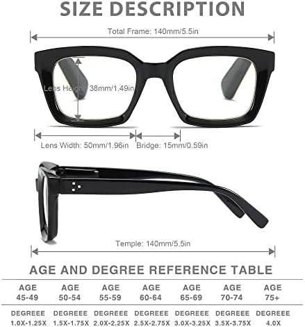 Нанако 3 Пакувајте Очила За Читање За Жени - Преголеми Квадратни Дами Очила за Читање +1,75