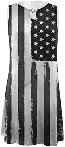 Womenените летни Денот на независноста се облекуваат Едноставно знаме на САД, макси фустани, обични лабави фустани за враќање дома