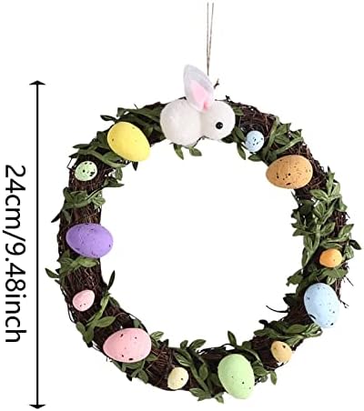 Зајак зајак облик Велигденска декорација рачно изработена ратан diy венец приврзок преклопен венец ратан венец Велигденски домашен декор