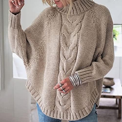 Женски џемпери модна обична сил -блуза лабава лилјак плетен џемпер врвен џемпер врвот на врвот