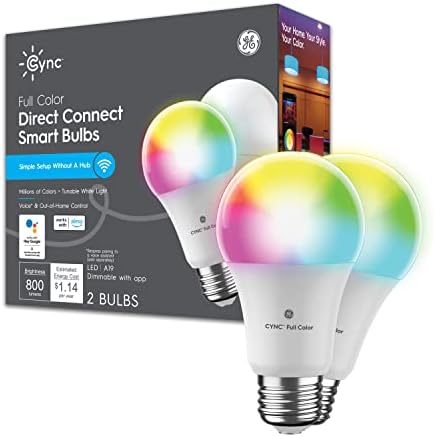 Ge Cync Паметни LED Светилки, Целосна Боја, Bluetooth И Wi-Fi Овозможено, Компатибилно Со Alexa И Google Home, А19 Светилки