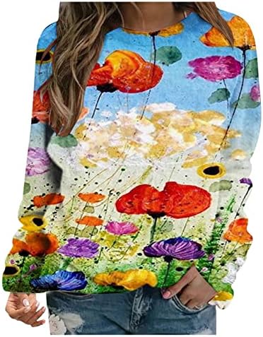 Womenените цветни графички опуштени погодни палта чамци вратот Спандекс палто маичка манжетна со долг ракав есен зимски палта 2023 ул