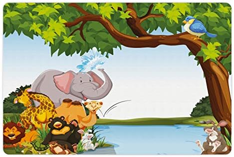Амбесон Цртан Филм Миленичиња Мат За Храна И Вода, Разни Животни Во Стилот На Цртан Филм Заедно со Птица Од Брегот На Реката Смешни Диви