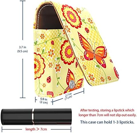Кутија За Кармин Со Огледало Жолта Пеперутка И Држач За Сјај За Усни За Усни Преносна Кутија За Складирање Кармин Патна Торба За Шминка Мини Кожна Козметичка Торби?