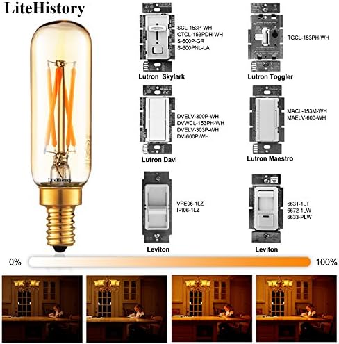 Litehistory Пакет на t6 led Сијалица 4w=40w 250lm E12 Led bub и E26 Edison Сијалица 6w=60w dimmable AC120V 400lm Тубуларна T14 T45 LED