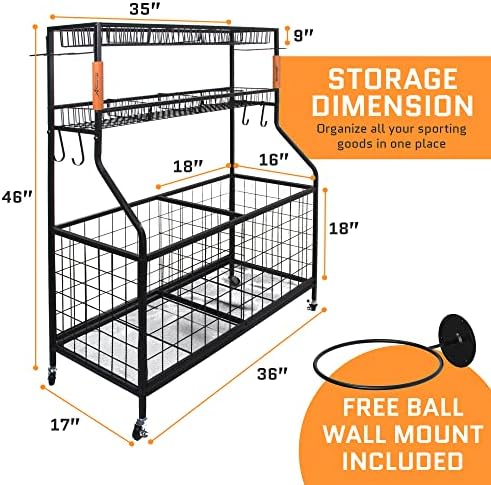 Топката За Складирање Гаража Организатор Спортска Опрема Организатор Складирање Решетката за Спорт &засилувач; Отворено | Тркалање